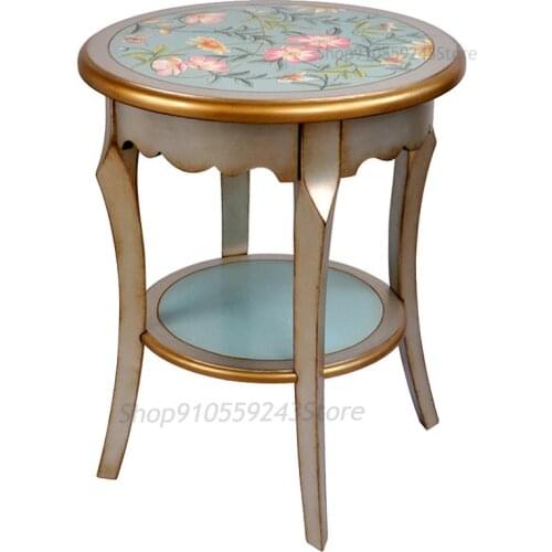 American Country Garden Side Table Corner Table Coffee Table Coffee Table Retro Apartment Sofa Side Table Painted Small Round Ta