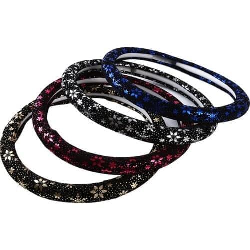 Car Steering-wheel Covers Car Steering Wheel Cover Shiny Snowflake Car Accessories Universal