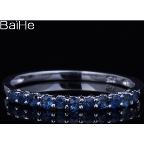 BAIHE Solid 14K White Gold 0.4CT H/SI Sapphire Wedding Gift Engagement Women Man Trendy Fine Jewelry Sapphire Ring
