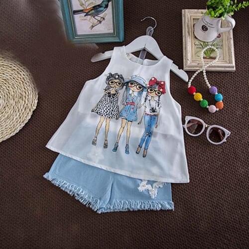 Bodysuit Outfits 2Pcs Set Baby Girl Clothes Toddler Kids Baby Girls Summer Outfit Clothes Print Vest T-Shirt+Short Pants Set