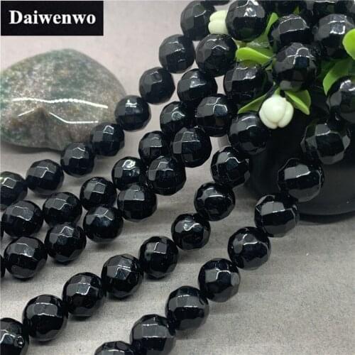 Black Agate Onyx Beads 4/6/8/10/12mm Faceted Natural Stone Cut Loose Gem DIY