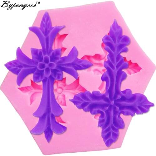 Byjunyeor M225 Cross Epoxy UV Resin Silicone Mould Sugarcraft Chocolate Fondant Mould cake decorating tools