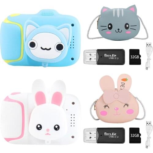 Kids Cute Cartoon 2000W Mini Digital Camcorder Video Camera Toys with 32G Memory Card Shoulder Bag for Boys Girls Gifts