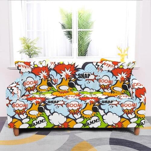 Comic Bubble Dialog Elastic Sofa Cover Stretch All-cover Couch Covers For Living Room Decor 1/2/3/4 Seater Slipcover