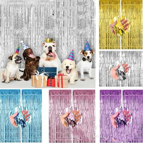 2M Metallic Foil Fringe Shimmer Backdrop Wedding Party Wall Decoration Photo Booth Backdrop Tinsel Glitter Curtain Gold