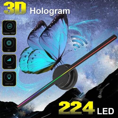 3D fan Hologram Projector Light Advertising Display 224 LED Fan Holographic Imaging Lamp 3D Wifi Remote Hologram Player