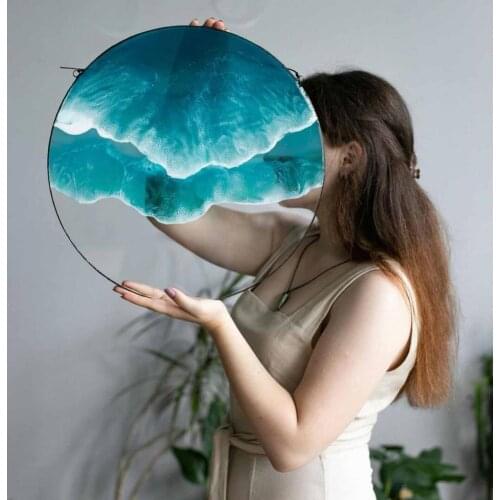 Ocean Wave Exquisite Wall Pendant Workmanship Round Shape Hanging Pendant Crafts Decoration for Home Bedroom Window