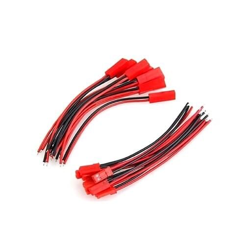 10Pcs Free Shipping Male/Female/Complete 10cm Single JST Header AWG24 Red Black Wire Cable