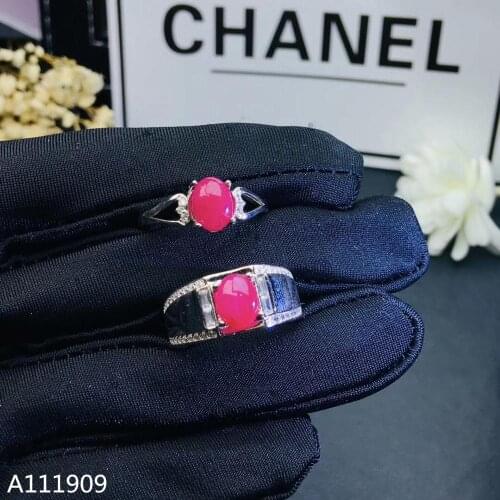 KJJEAXCMY boutique jewelry 925 sterling silver inlaid Natural ruby gemstone Couple ring support detection beauty