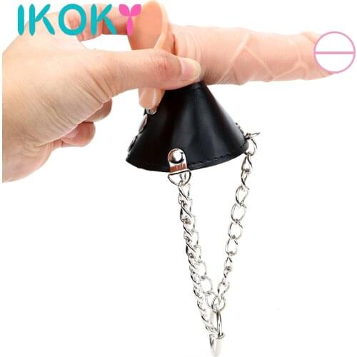 IKOKY Cake Cage Sex Toys for Men Male Male Chastity Device Parachute Balls Stretcher Penis Cock Ring Scrotum Bondage Restraint