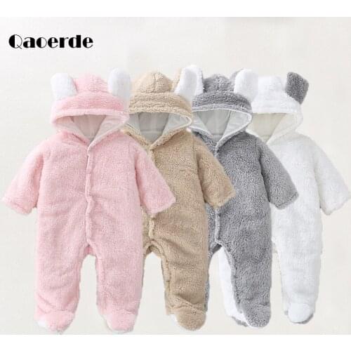 Newborn Rompers Winter Baby Girls Clothes Toddler jacket Fleece Soft Comfortable Cotton Baby Boys Outerwear 0-12M Jumpsuit