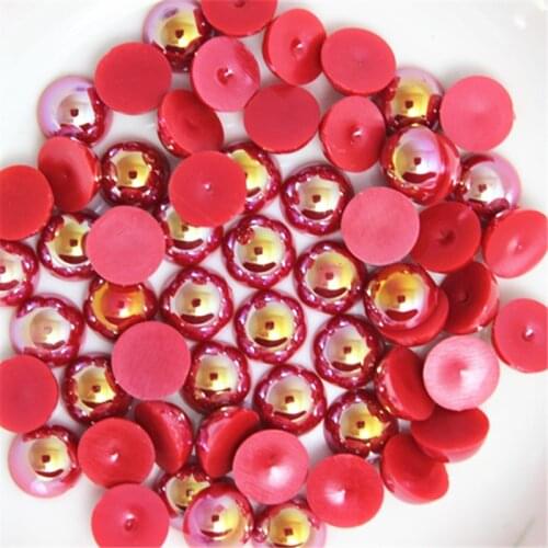 Red AB Half Pearl Beads from 3mm to 12mm Craft Resin ABS Flatback Half round imitation pearls