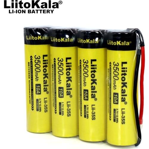 LiitoKala Lii-35S 1S4P 3.7V 18650 3500mAh * 4 14A 14000mAh rechargeable lithium battery suitable for fishing / speakers