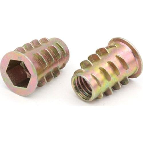10X M4 M5 M6 M8 Metal Hexagon Hex Socket Head Embedded Insert Nut E-Nut for Wood Furniture Inside and Outside Thread Zinc-alloy