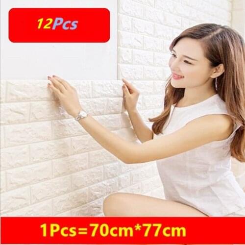 10pcs 3D Wall Sticker Imitation Brick Bedroom Decor Waterproof Self-adhesive Wallpaper For Living Room Kitchen TV Backdrop Decor