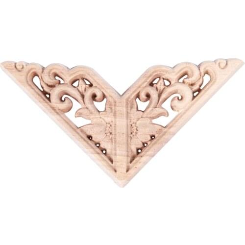 New 8*8cm Wood Carved Corner Onlay Applique Decor Furniture Craft Unpainted