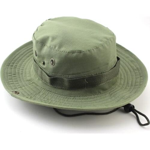 Outdoor Men Fishing Hunting Hat Military Bucket Hat Safari Boonie Hat Panama Cotton Unisex Women Summer Bob Sun Protection Hats