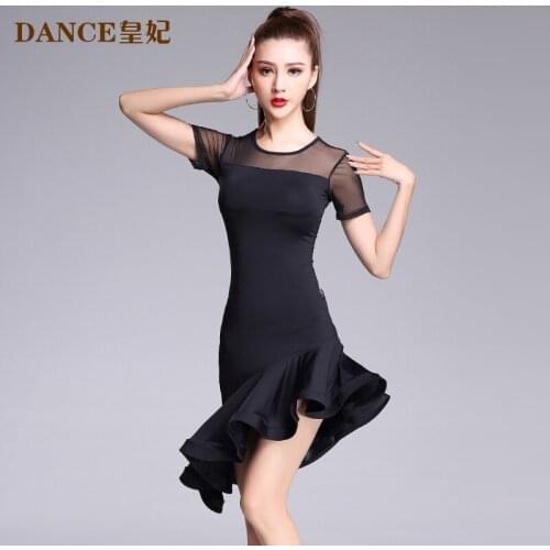 Latin Dance Dress New Training Dress Female Adults Summer Mid Sleeve Short Sleeve Performance Dance Dress Adult Costume Rumba
