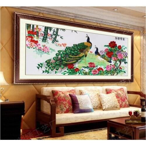 Mural Su Embroidered Peacock Silk Embroidery Living Room Bedroom Tea Restaurant Decorative Painting Wedding Gift Painting SP094