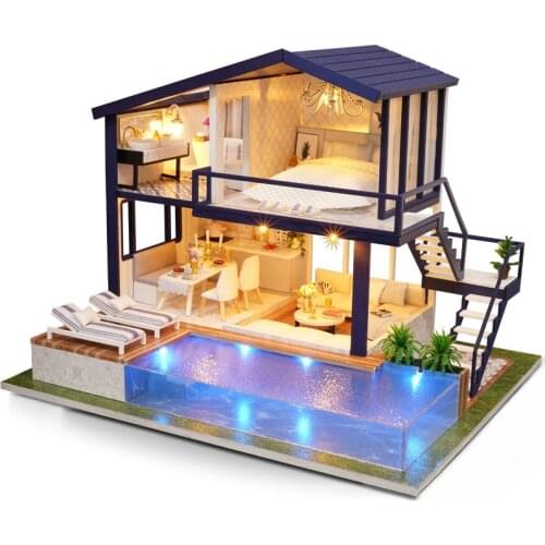 English Manual assembly creative model DIY cabin,Time Apartment with music machine without dust cover Valentines Day