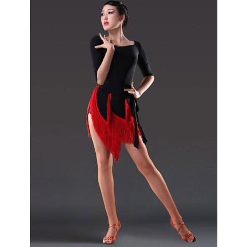 Sexy Tassels Latin Dance Dress Women Black Dance Skirt samba tanzrock latein dance costumes for woman robe de danse latine femme