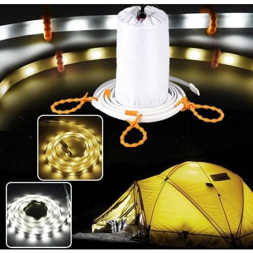 Led strip Outdoor Tent Lamp Portable USB plug Waterproof Camping Warm White led light DC5V Rope Light Lantern Lights 1m 1.5m