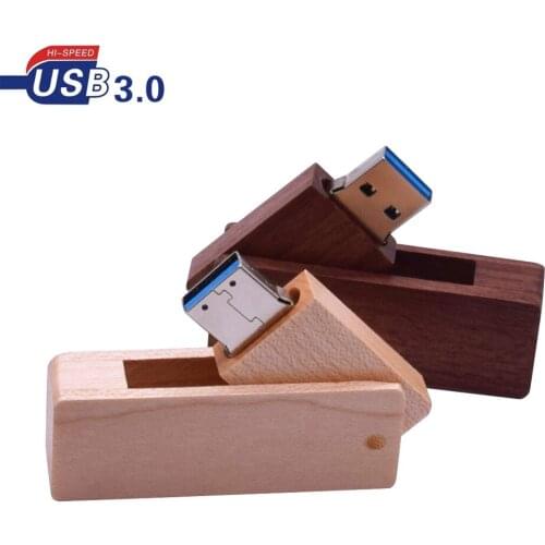 USB 3.0 LOGO Customized Rotating Wooden Usb Flash Drive 4GB 8GB 16GB 32GB 64GB Memory Stick Photography Wedding Gifts pen drive