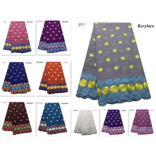 High Quality Dark Green French Lace 5 Yards Orange African Swiss Voile Big Cotton Lace Fabric Nigerian Party Wedding KRL-3341