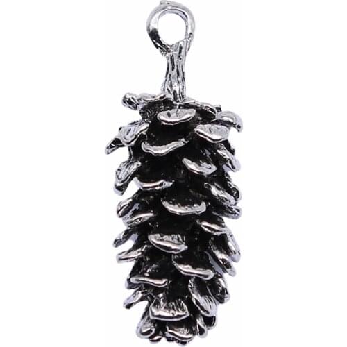 WYSIWYG 2pcs 40x15mm Antique Silver Color Big 3D Pine Cones Charms Pendant For Jewelry Making DIY Jewelry Findings