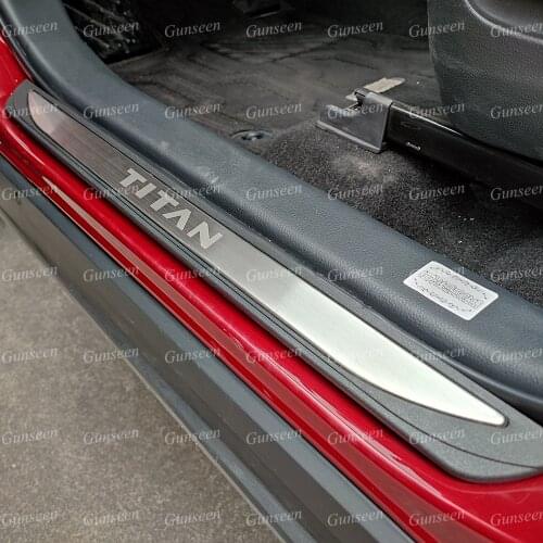 For Nissan Titan Car Door Sill Protector Scuff Plate Trim Interior Accessories Pedal Styling Sticker 2021 2020 2019 2018 2017