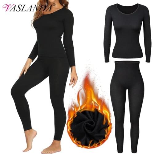 Women Thermal Underwear Sets Fleece Lined Base Layer Long Johns Set Winter Warm Top Bottom Pajamas Thermal Leggings Shirts Suits