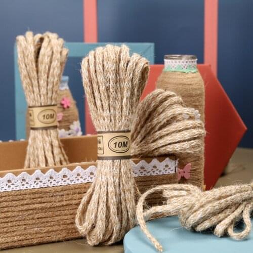 10m Rustic Natural Handwork Braided String Hemp Rope Burlap Lace Jute Ribbons for DIY Scrapbooking Gift packing Christmas Decor