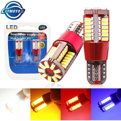 10PCS Canbus W5W LED T10 bulb 3014 57SMD 194 168 Car Interior Light License Plate Auto lamps Parking Lamp Error Free White 12V