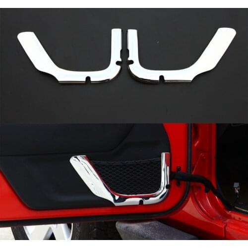 2Pcs/set 2 Door Car Chrome ABS Door Net Storage Cover Trim Frame Decoration Sticker For Wrangler JK 2011-2016 Car Styling