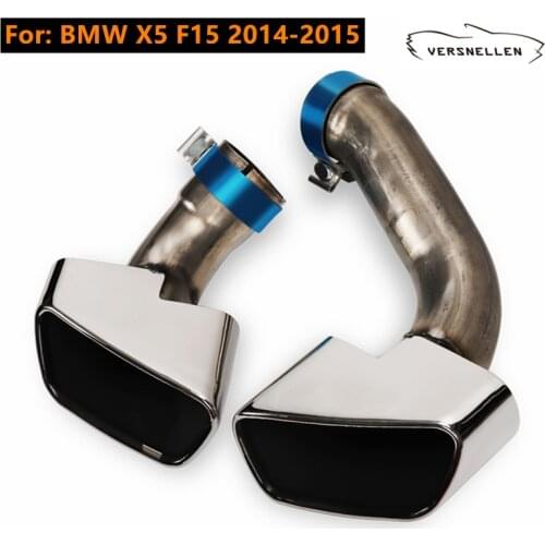 2pcs Stainless Steel Exhaust Muffler Tips Pipe for BMW X5 F15 2014-2018 Car Styling Tailpipe Decoration X Series Square Mouth