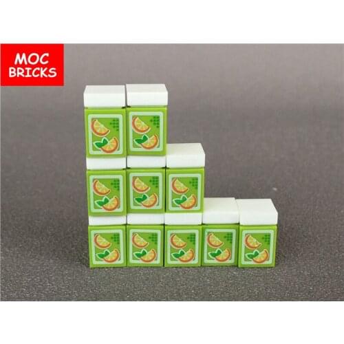 20pcs/lot Brick 1 x 1 with Oranges Pattern (Juice Carton) fit with 3005pb017 Educational Building Blocks DIY Toys gift