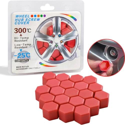 20Pcs Silicone Car Wheel Nut Caps Auto Hub Screw Cover 19mm Bolt Rims Exterior Decoration Protection Dust Proof Car Accessories