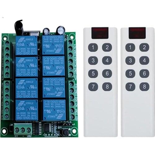 433MHz Wireless Universal Remote Control DC 12V 24V 8CH rf Relay Receiver&500 meters remote control for Wireless Remote Control
