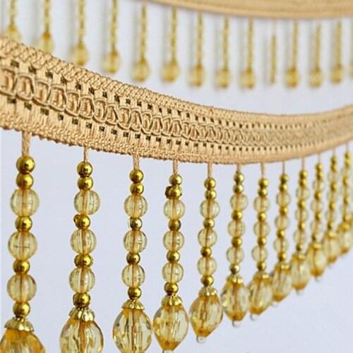 5Yards Briaded Beads Hanging Tassel Fringe Trimming for Curtain Table Wedding Decorated Applique Fabric Band Sewing Craft T2583