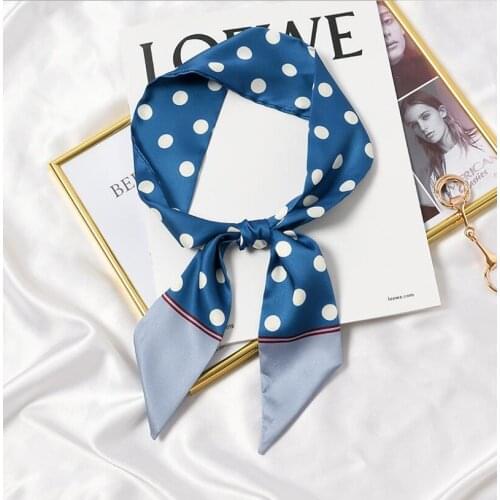 6*100cm Long Skinny Silk Neck Scarf Women Dots Print Hair Band Bag Scarves Lady Collar Tie 2021 New Design Foulard Headband