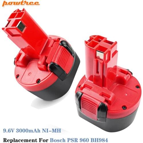 Powtree 3000mAh 9.6V NI-MH BAT048 Rechargeable Battery for Bosch PSR 960 BH984 BAT119 BAT100 BAT001 BPT1041 BH974 2607335260