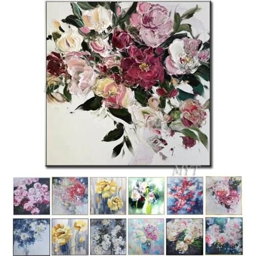 Free Shipping Unframed Hot Sale Colorfull Art Flowers Handmade Canvas Painting Oil Paintings Wall Picture For Living Room