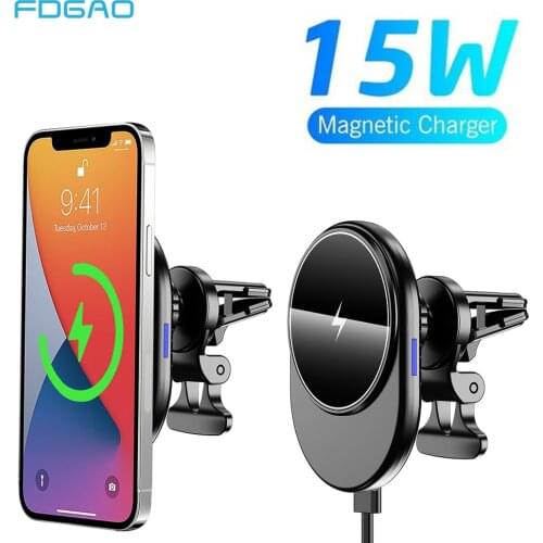 FDGAO Upgrade 15W Fast Magnetic Wireless Car Charger for Magsafe iPhone 12 Mini 12 Pro Max Air Vent Magnet Mount Holder Bracket