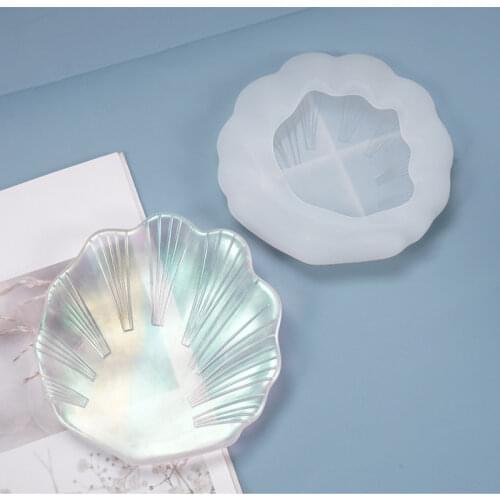 DIY crystal epoxy mold dishplate mirror surface silicone mold Resin Decorative Tray Coaster leaf shell Ornament For Resin Art