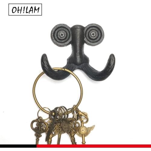 Rustic Cast Iron Wall Hanger Decorative Wall Hook Rack Vintage Design Modern Farmhouse Coats Bags Hats Towel Antique Beard Hook