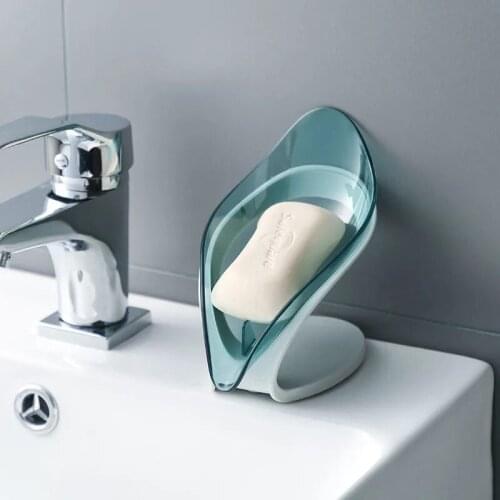 Bathroom Soap Holder Leaf Shape Soap Box Kitchen Dish Storage Box Non-slip Drain Soap Storage Case Container 2021 new