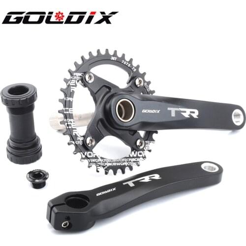 GOLDIX bicycle crank chainwheel 104BCD MTB Bike Crankset Aluminum Alloy With Bottom 170mm crank black 32T 34T 36T 38T plate