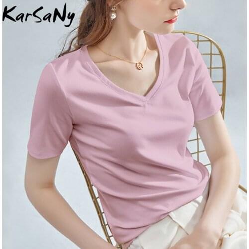 Женские однотонные футболки KarSaNy China At AliExpress