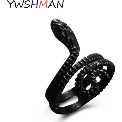 Retro Punk Exaggerated Spirit Black Snake Ring Fashion Personality Stereoscopic Opening Adjustable Ring Jewelry