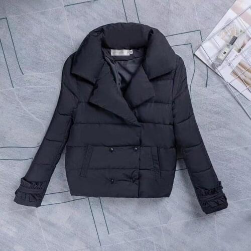 Short Cotton Coat Women 2019 New Winter Parka Jacket Womens Clothing Double-breasted Down Cotton Jacket Padded Jacket Female